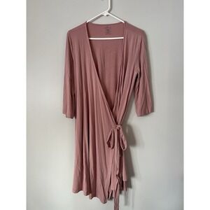 Caden Lane Robe Women Wrap Dress 3/4 Sleeve Maternity Nursing Soft Loungewear